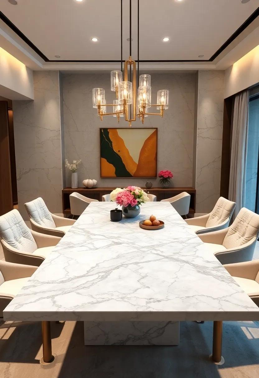 Create​ a⁢ Stunning Marble Dining Table: Invest in a ⁢statement⁢ marble ⁣dining ‍table that serves ‌as the focal point of⁢ the‍ room,‍ combining both elegance and functionality