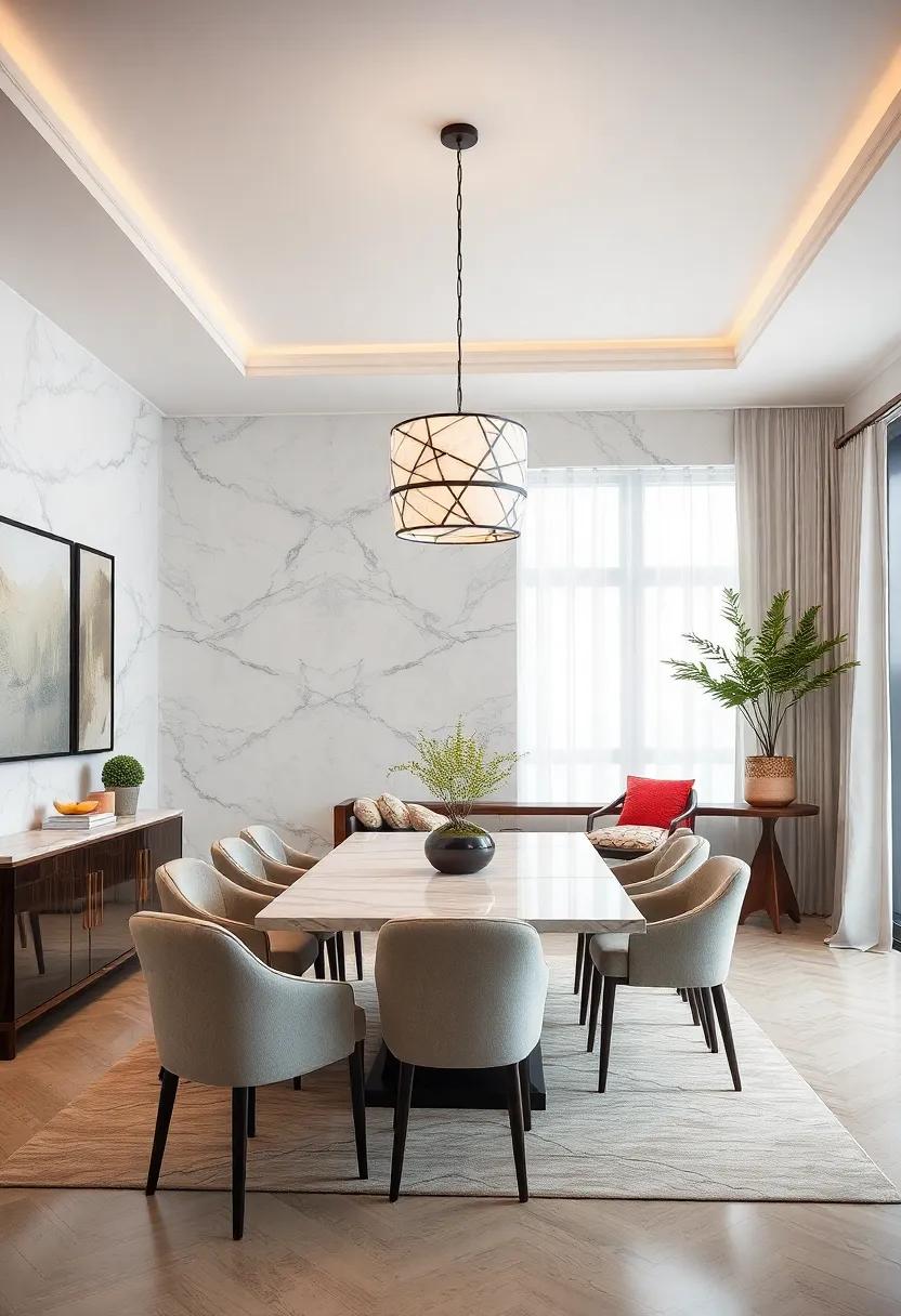 Statement lighting: Choose a pendant light ​fixture ⁢with ‌marble details to illuminate your dining area while ​enhancing the design ​theme
