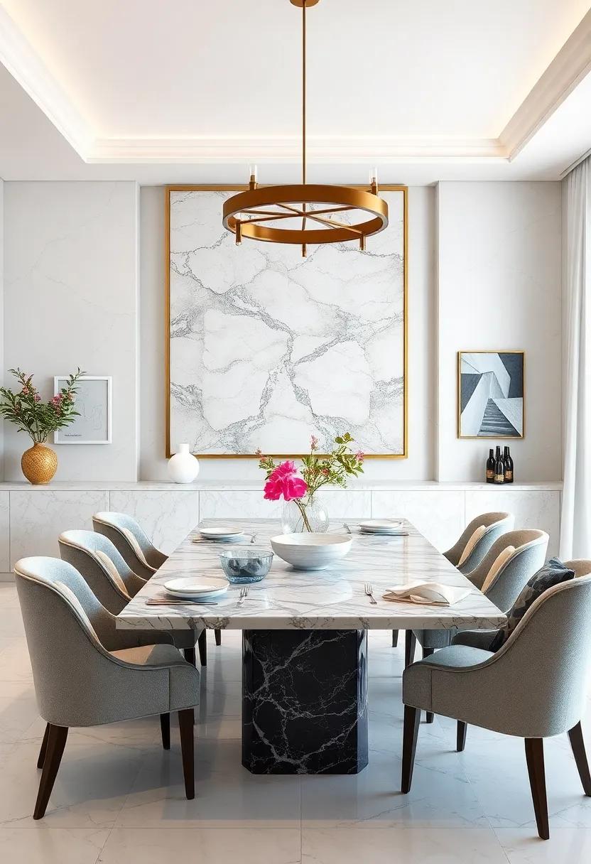 Marble Tile ⁤Feature Wall: Create a captivating feature wall with marble ‌tiles, ‌adding depth and texture ⁤to your⁤ dining space