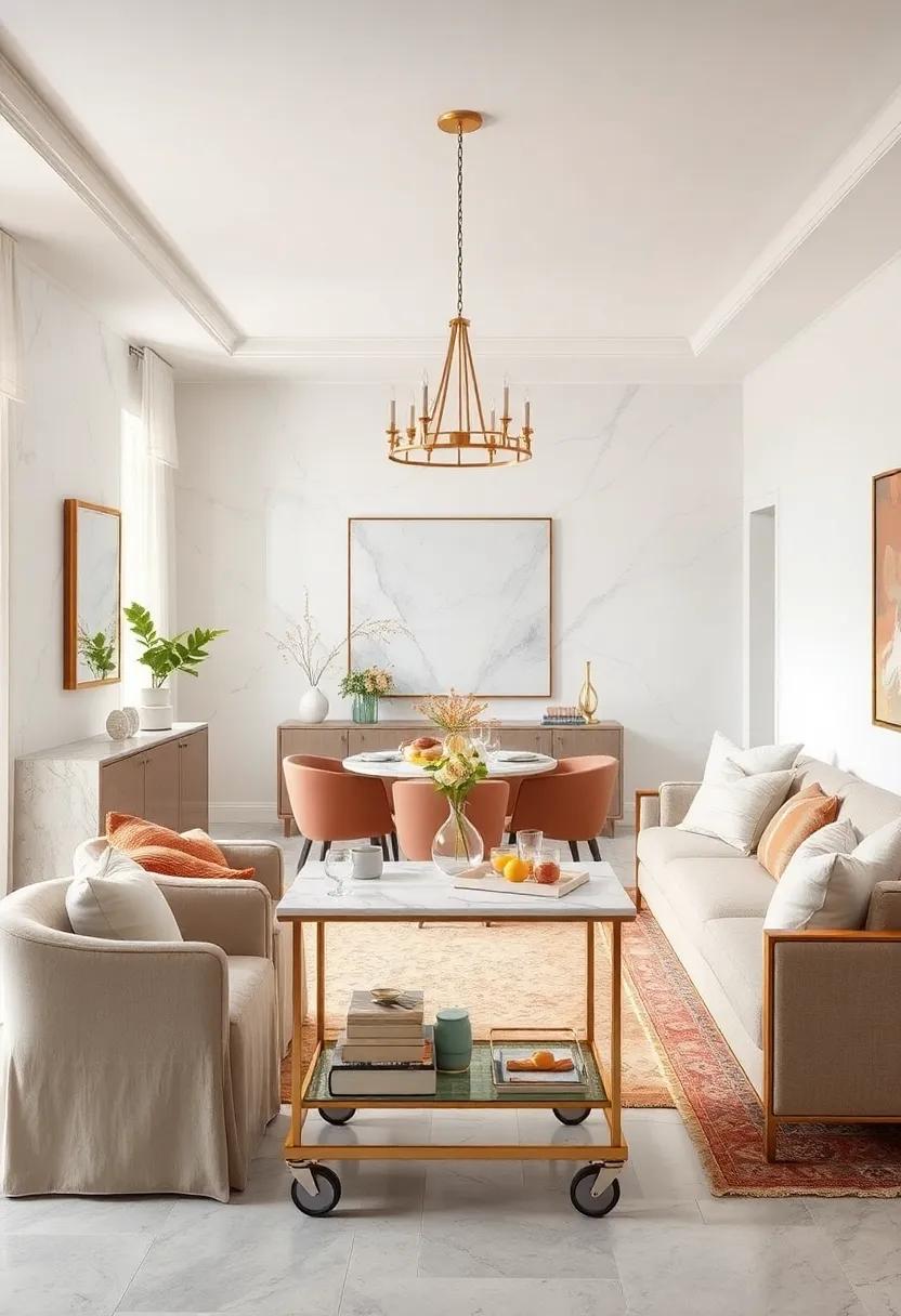 Incorporate ⁢marble Serving Carts: Use a rolling‍ serving cart with a marble surface to keep drinks and snacks ‌within ⁢easy reach while entertaining