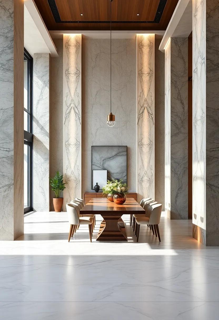 Vertical ⁢Marble elements: Consider vertical marble panels or columns to create dimension and ⁤grandeur within your dining room
