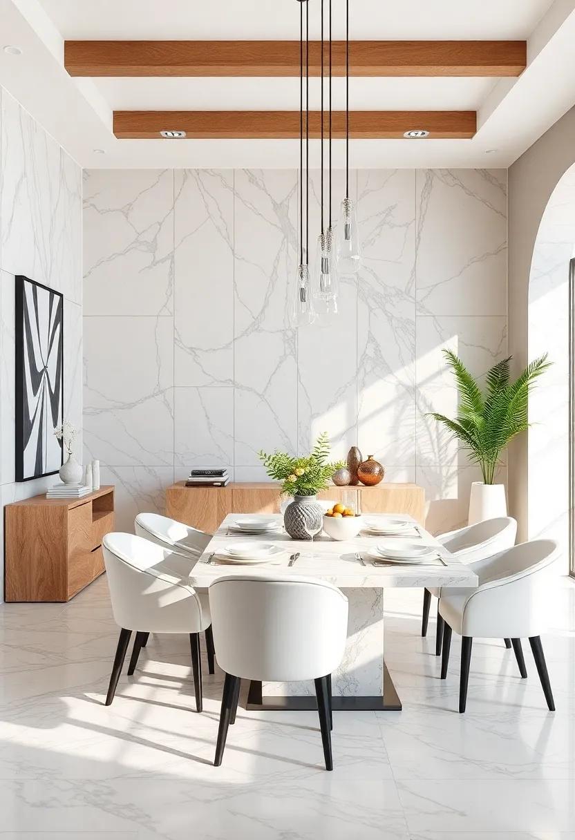 Marble ⁣Inspired Color Scheme: Design ⁤your dining room color‌ palette with​ shades ⁢inspired by ⁣marble – ​soft whites, ​greys, blues, and earthy tones – for a cohesive feel