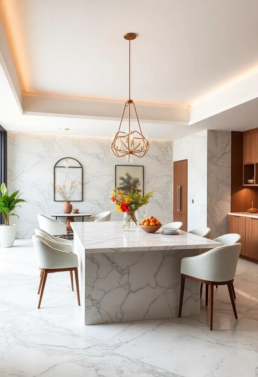 Marble Kitchen Island: If applicable, extend your‍ dining area ​with ⁤a marble-topped ⁤kitchen island, merging⁢ style⁤ with ⁣convenience
