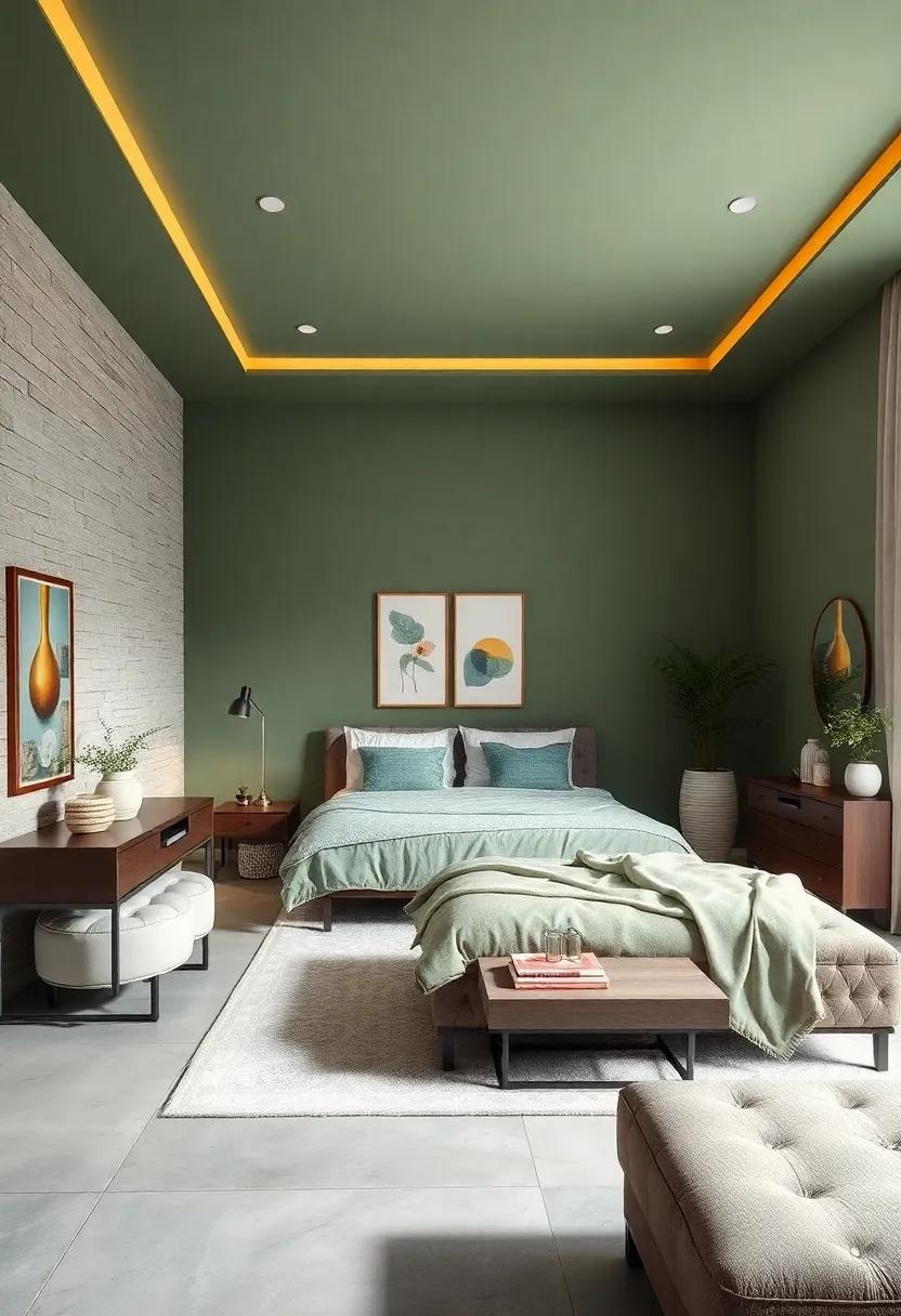 sage green: A muted ‍green that combines grace and warmth, gracefully highlighting the beauty of‌ dark furniture