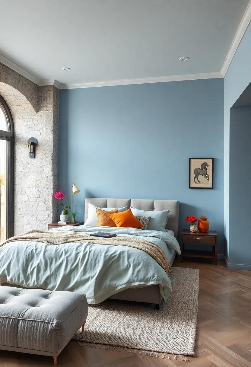 Misty Blue: Light and airy, misty blue offers a cool contrast to dark furnishings, brightening the room without overwhelming⁤ it