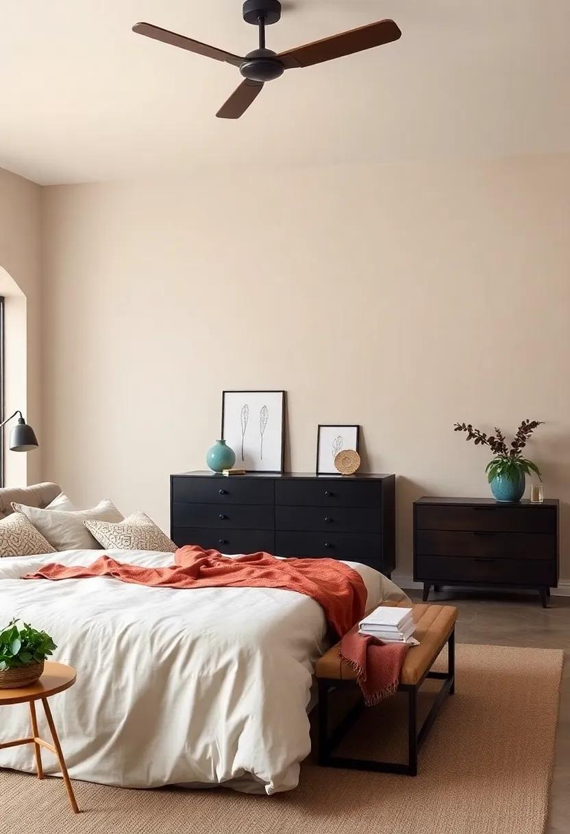 Sandstone Beige: This sandy neutral offers a natural‌ feel that plays well with dark furniture, enhancing the coziness of the room