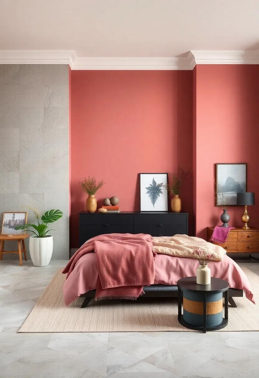 Dusty Rose: A ‍muted pink that brings warmth and ​a touch of romance, perfectly balancing the boldness of dark furniture