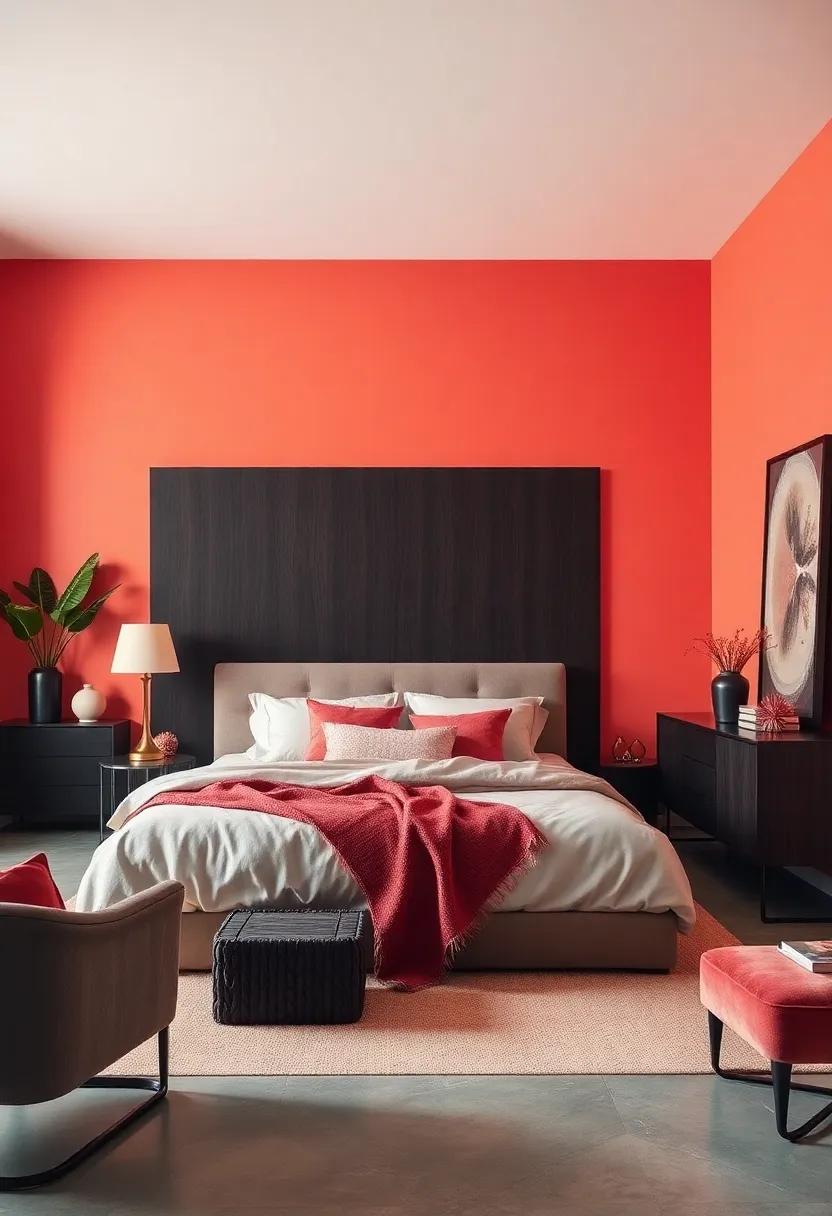Soft Coral: This vibrant yet gentle hue adds a playful touch‌ to the bedroom,creating an⁢ enchanting ⁢atmosphere alongside dark pieces