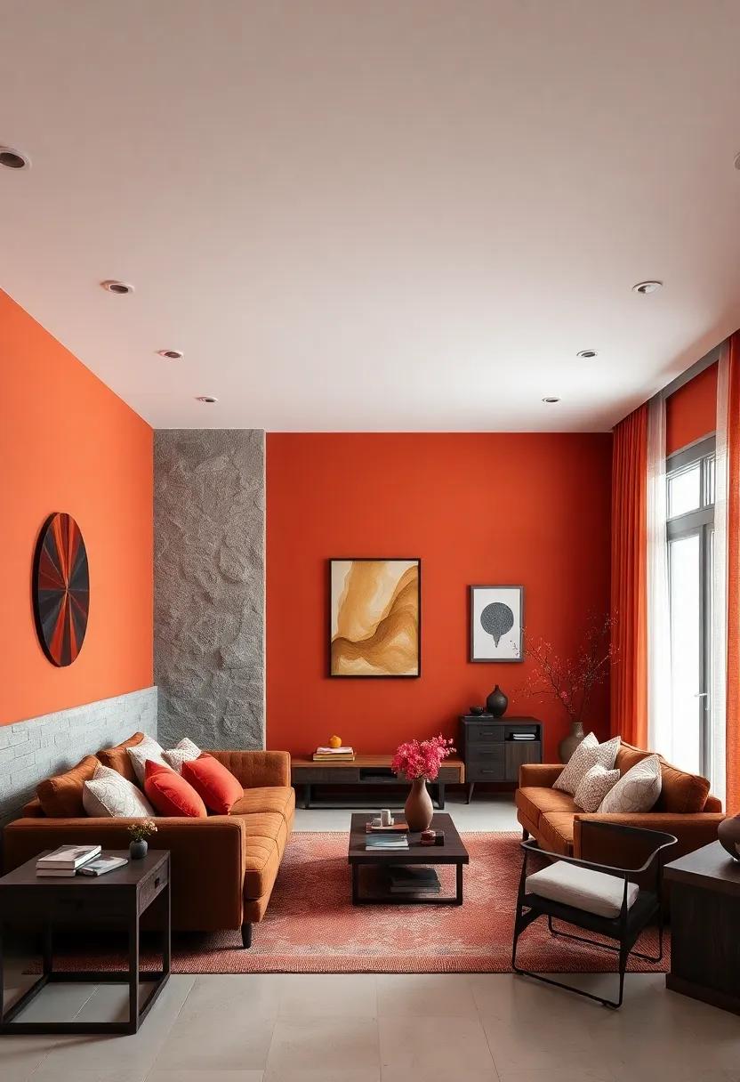 Rich Terracotta: ​This earthy ‌hue adds warmth and an inviting feel, making dark wood pieces pop against⁤ its vibrant backdrop