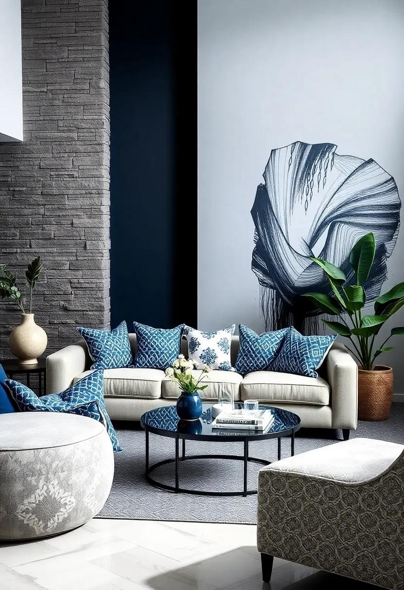 Accessorize with metallic accents in gold or silver that contrast ‍beautifully with dark blue and white decor elements