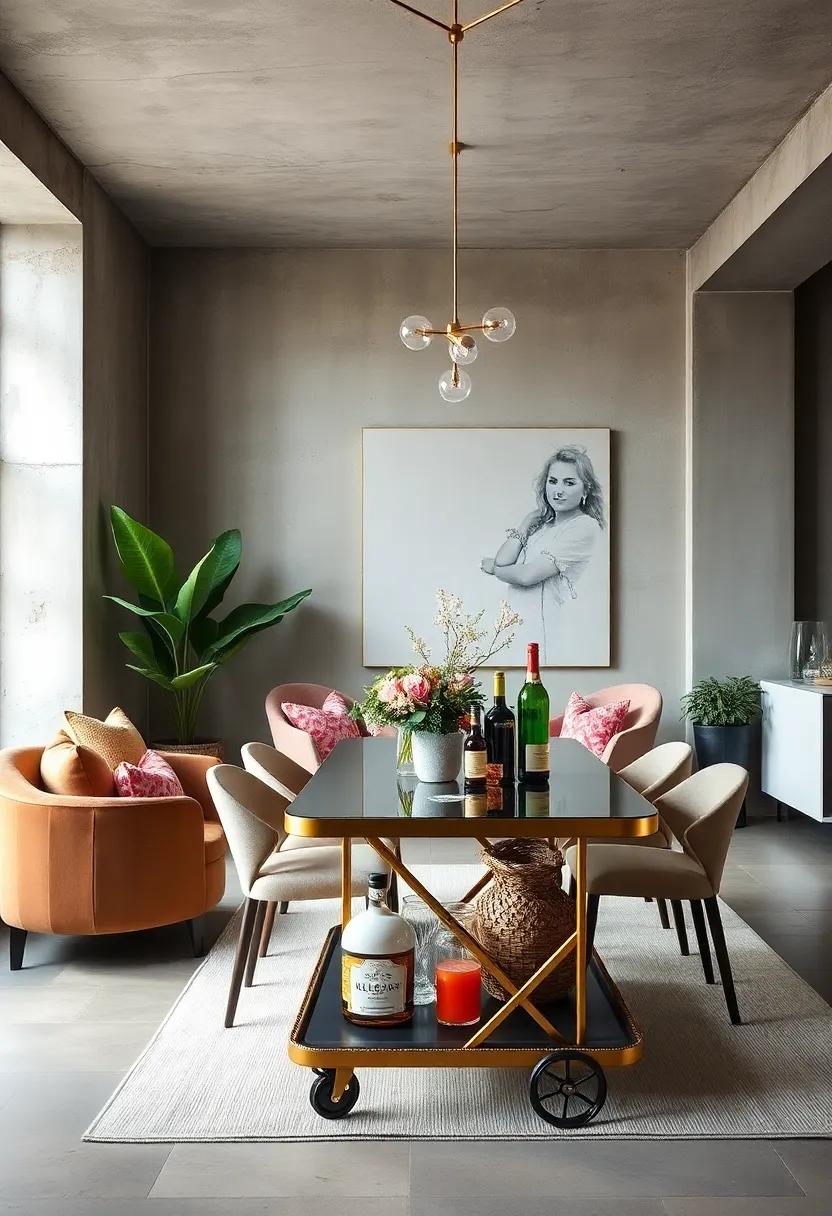 Bar Cart Elegance: Introduce a ‍stylish bar cart that⁤ adds both functionality and ⁣flair, perfect ‍for​ entertaining ⁢in an urban loft