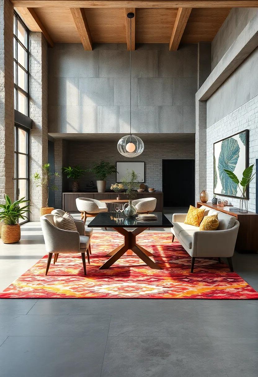 Statement Rug: Introduce a bold area ⁢rug that anchors the dining space and ‌adds warmth underfoot, ⁣creating a cozy vibe
