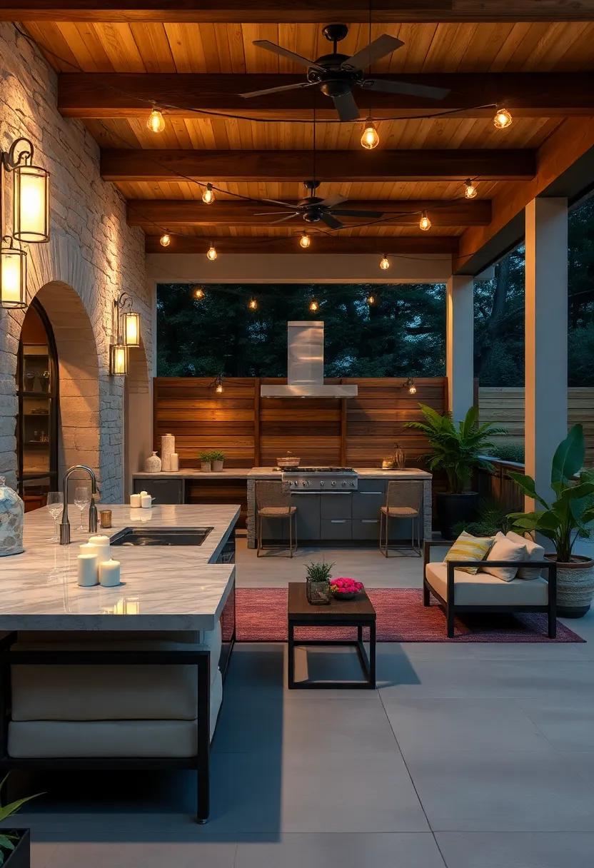 Lighting Solutions: Implement ambient and task lighting through sconces, string lights, and in-ground fixtures to create a warm and inviting evening atmosphere