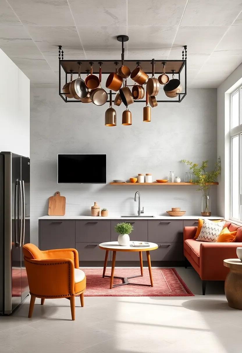 Ceiling-Mounted Pot Rack: install a ceiling-mounted pot ​rack to‍ elegantly display your cookware and free up cabinet space below