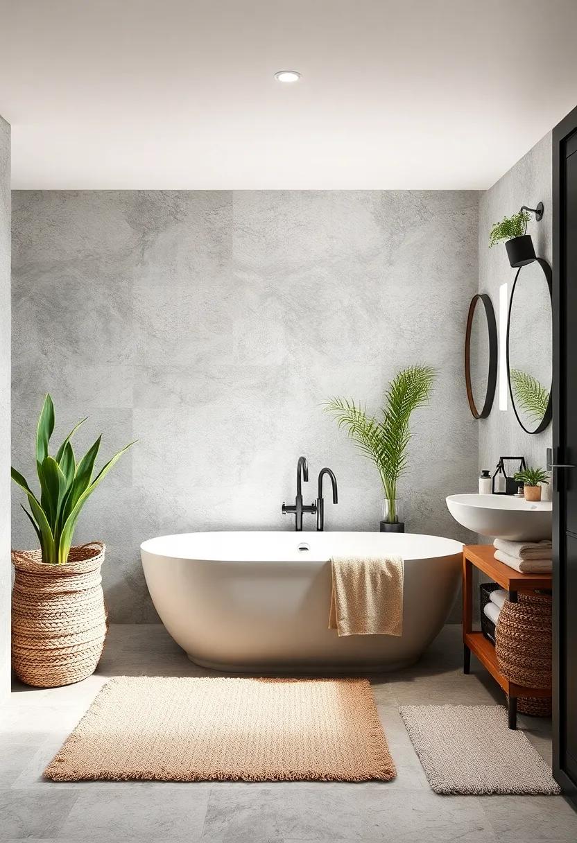 Add​ Layering ​with Bath Mats in Contrasting Textures
