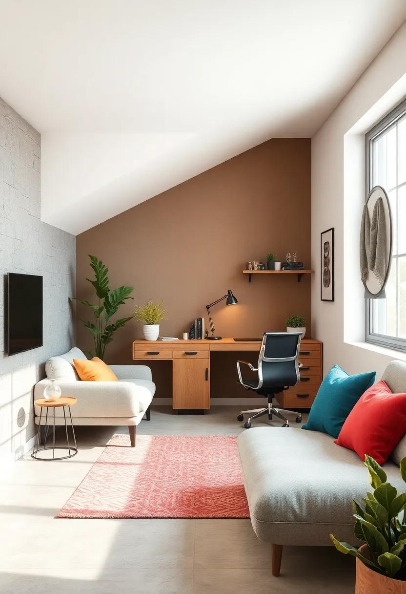 Mini Home Office: Set up a compact ‌workstation with a stylish desk and ergonomic chair, perfect for remote work ‌or studying
