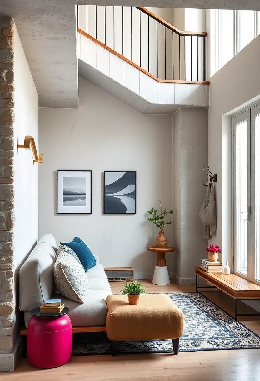 Chic ‍Entryway: Transform the area into a stylish entryway with a bench,‍ hooks for coats, and a‍ small shoe storage solution