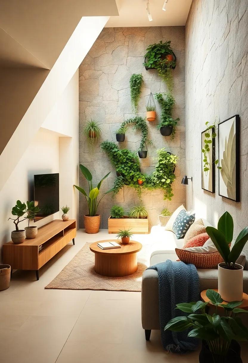Green Oasis: Fill the ⁤space ⁢with⁤ plants or a vertical garden,⁤ enhancing the ambiance while improving air quality in your living ‍room