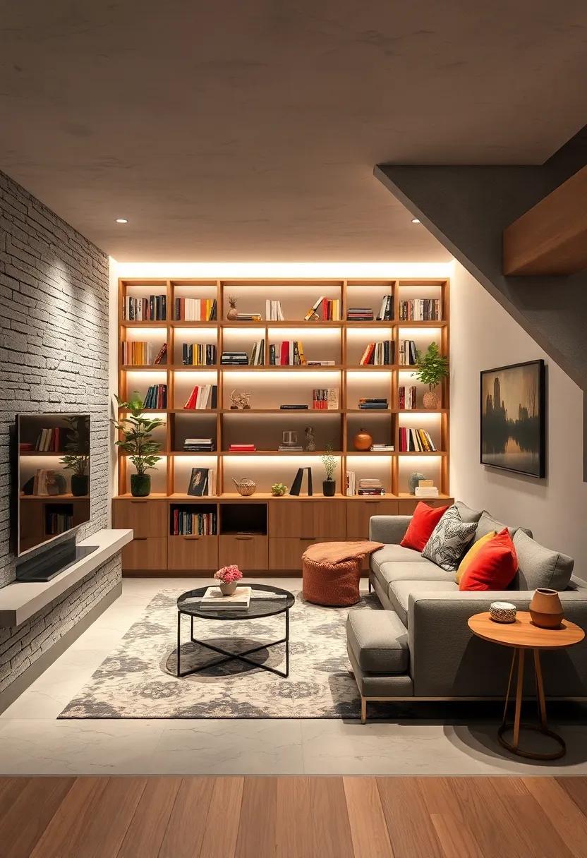 Under-Stairs ‍Library: Create a built-in⁣ bookshelf that‍ spans the under-stairs area, turning⁤ books into decorative elements for your ​living room