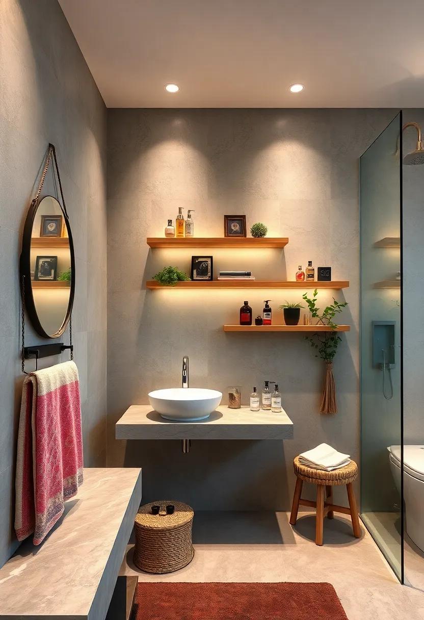 Floating Shelves: Maximize space and display decorative items or toiletries elegantly with floating shelves