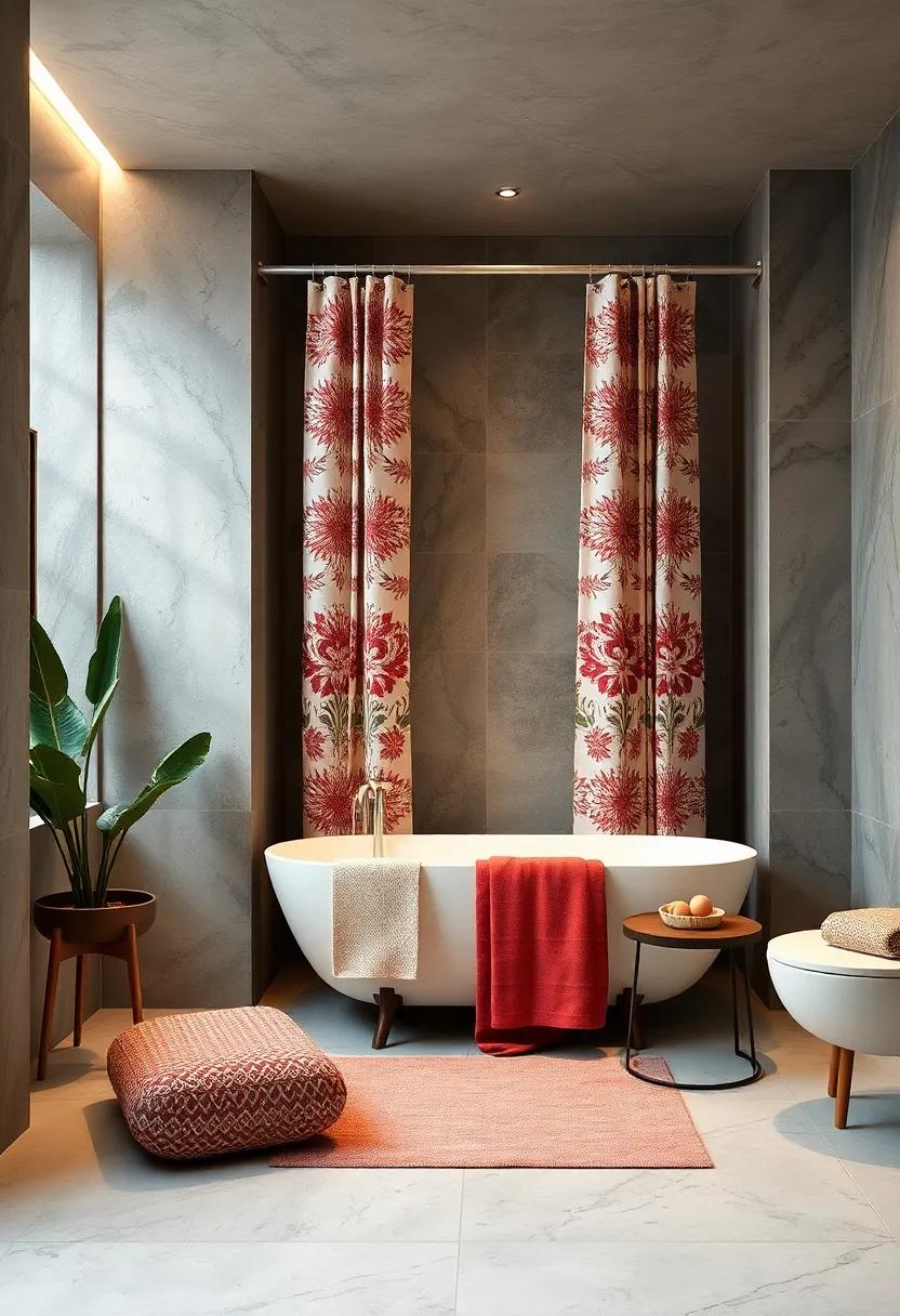 Stylish⁤ Shower ‌Curtains: Choose patterns or textures in shower curtains that can easily change ⁣the room's dynamic