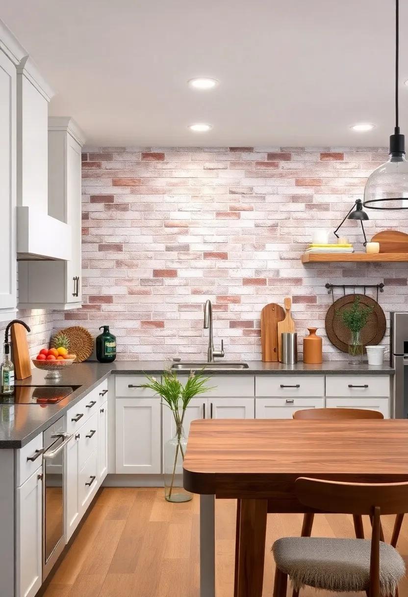 Accent Wall: Use the brick backsplash only on one wall for a striking accent, allowing other elements to shine without overwhelming‍ the space