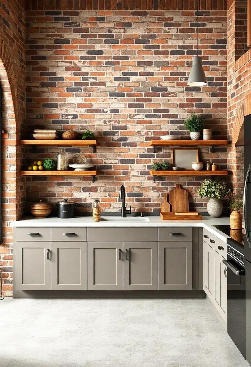 Earthy Tones: Use natural wood shelves against brick to bring out earthy tones, creating⁤ a cohesive ⁢and grounded look