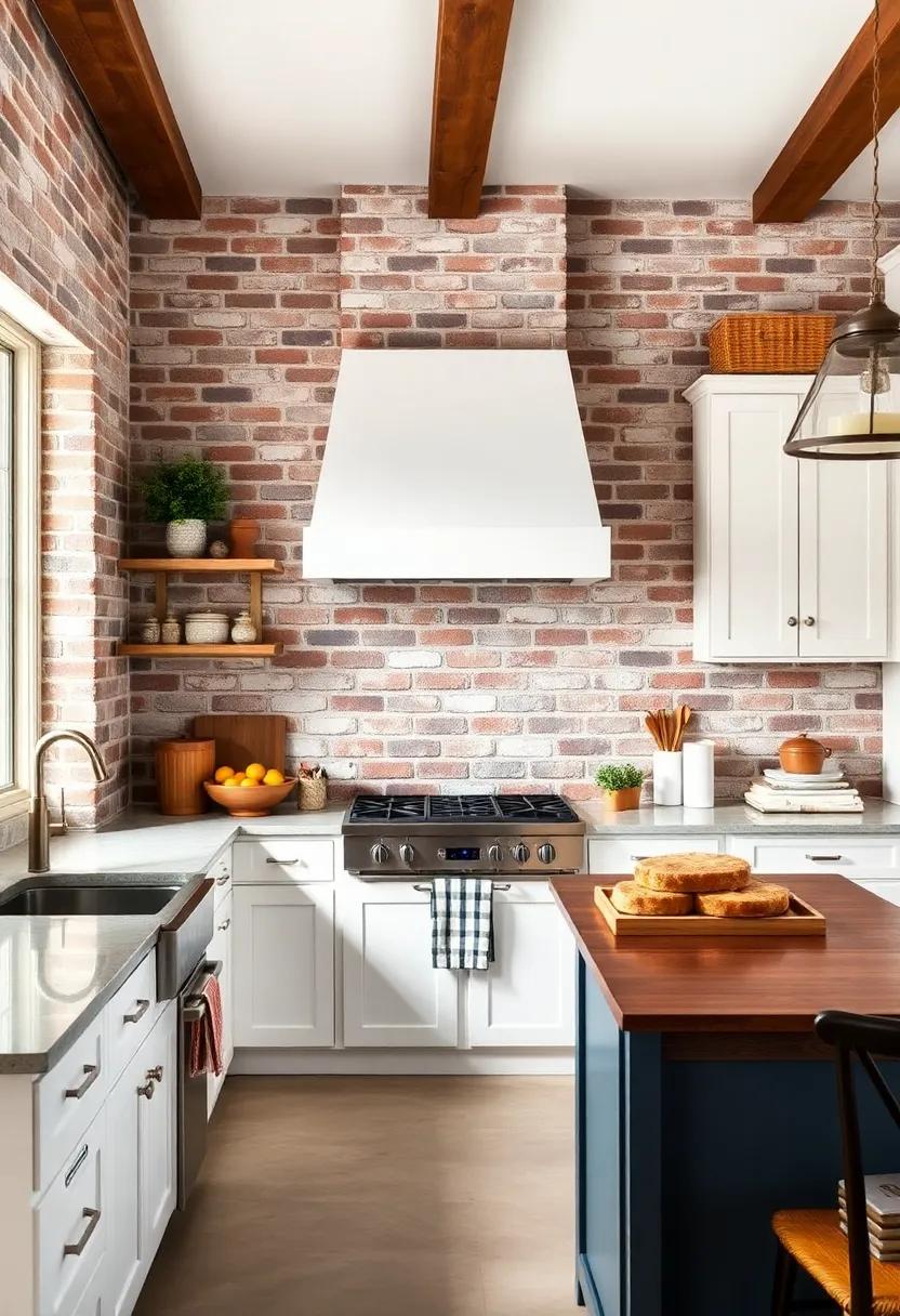 Embrace the Charm: Showcase exposed brick as a focal point, complimented by soft white cabinetry to create a⁤ warm, inviting atmosphere
