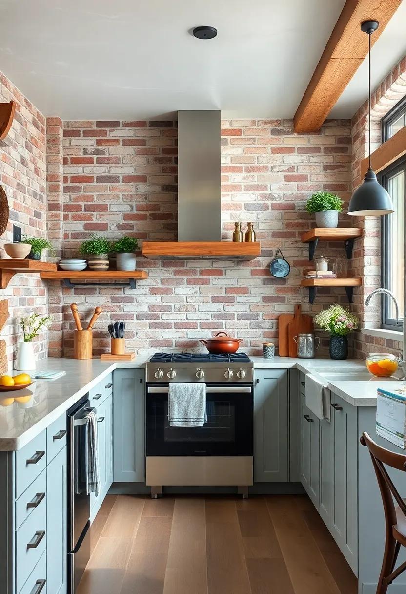 Industrial Elegance: Pair rustic brick with metal accents, ⁤like​ copper or stainless steel, for​ a modern yet farmhouse-style kitchen