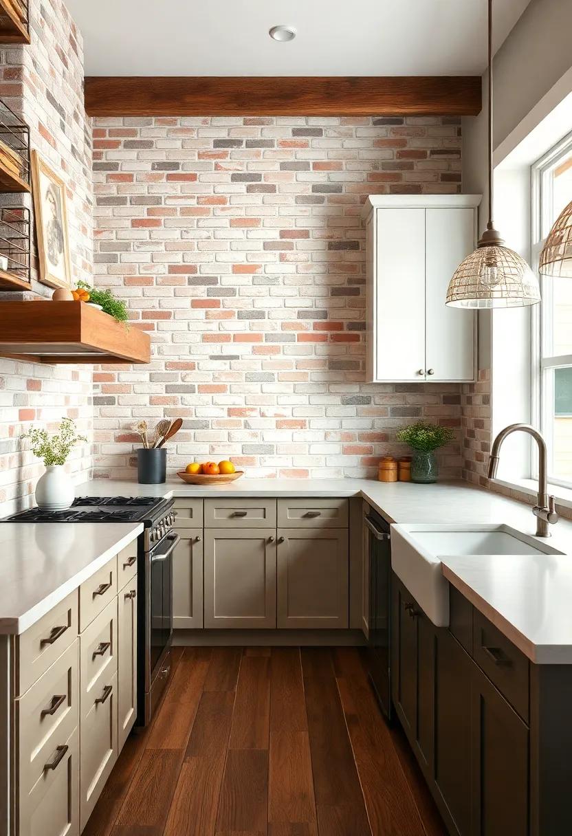 texture⁤ Play: Mix textures by pairing smooth countertops with the rough finish of brick for a visually engaging design