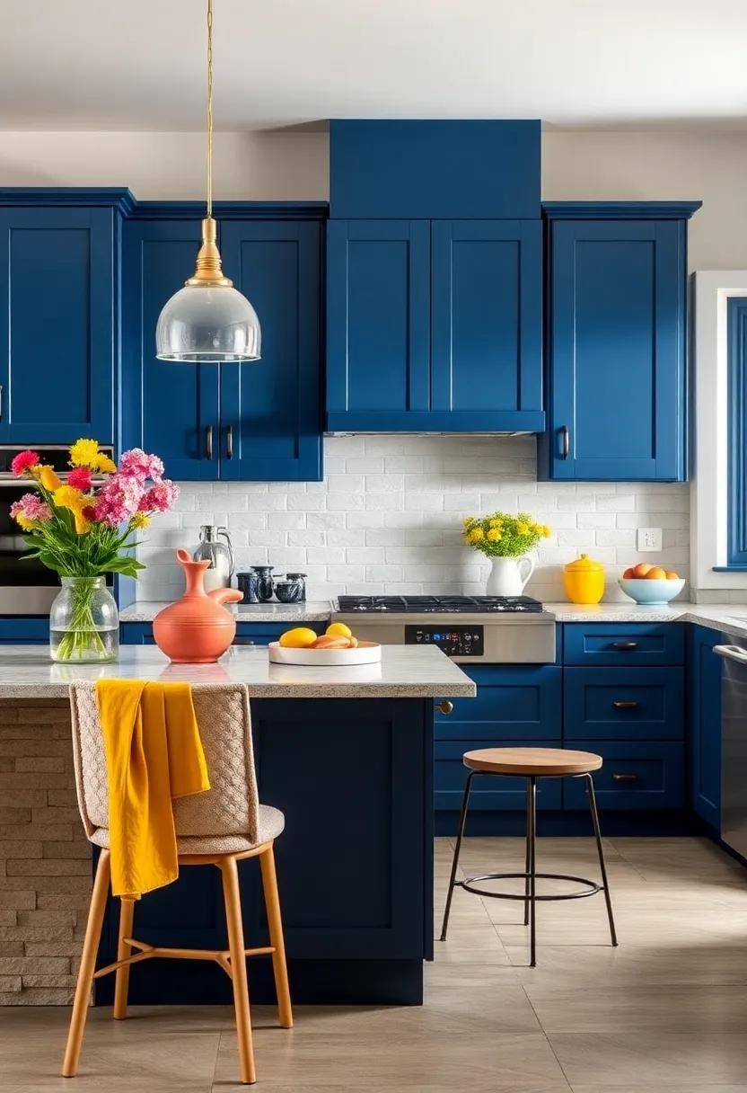 Bright Accents:⁣ Uncover how ‍vibrant accents, ⁢like citrusy⁤ yellow or lively coral ⁢decor, can‌ animate your navy blue kitchen, making it a cheerful space