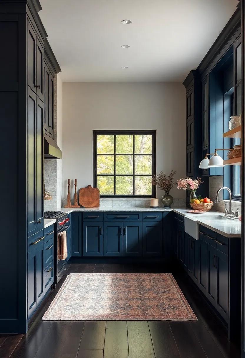 Dark and Cozy: See ⁢how incorporating dark flooring with ‌navy cabinets creates​ a ‍warm, cocoon-like ⁤kitchen‍ where comfort reigns supreme