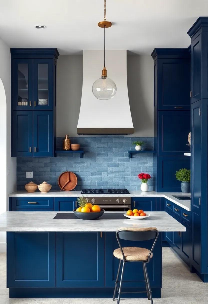 Monochromatic ‍Palette: Delve‍ into ‍the beauty of an all-navy kitchen where⁤ walls,‌ cabinets, and even appliances harmonize for a cohesive and stylish look