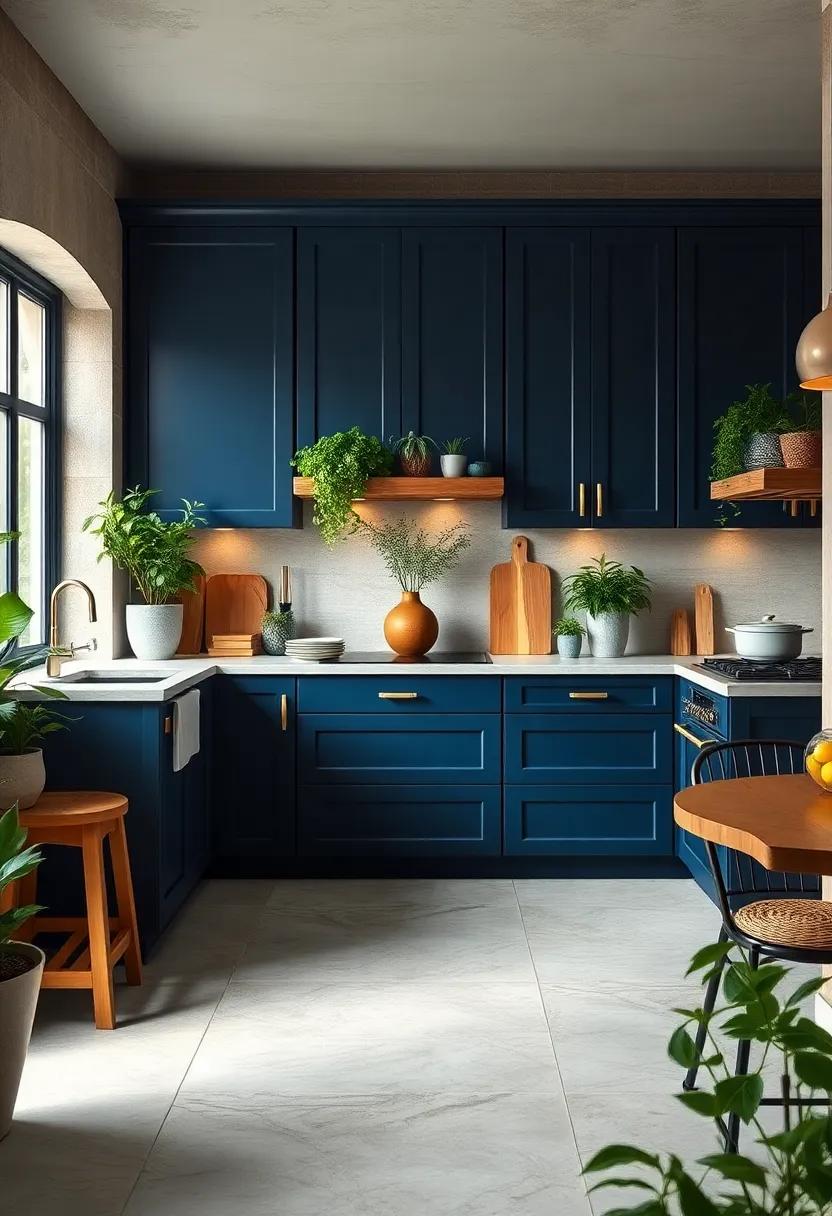 Natural‍ Elements: ⁣Incorporate green plants and ‌herbs ⁤against your navy blue cabinets ⁣to ⁣create ‌a fresh,⁣ vibrant​ contrast that invigorates⁢ the space
