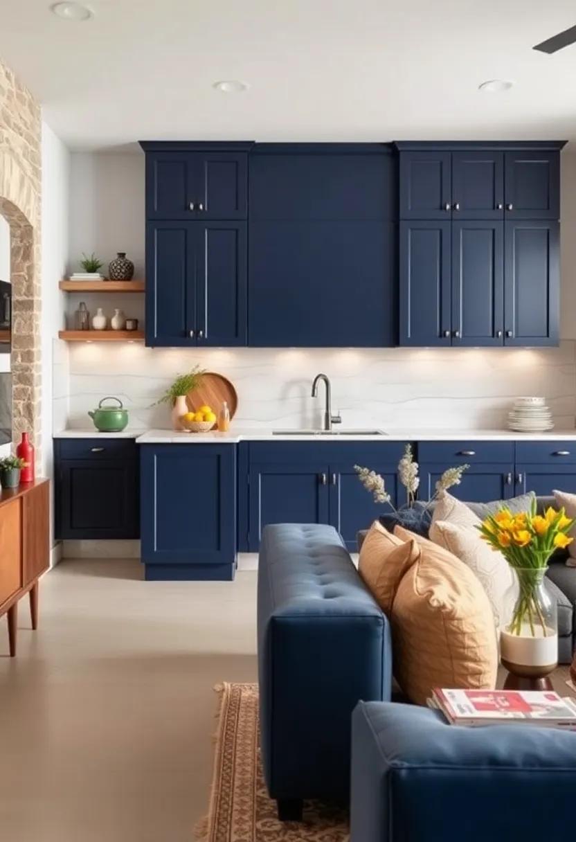 Open Concept Living: Discover how navy cabinets can seamlessly bridge ​the transition between your kitchen ‍and open living space,​ enhancing ⁤overall flow