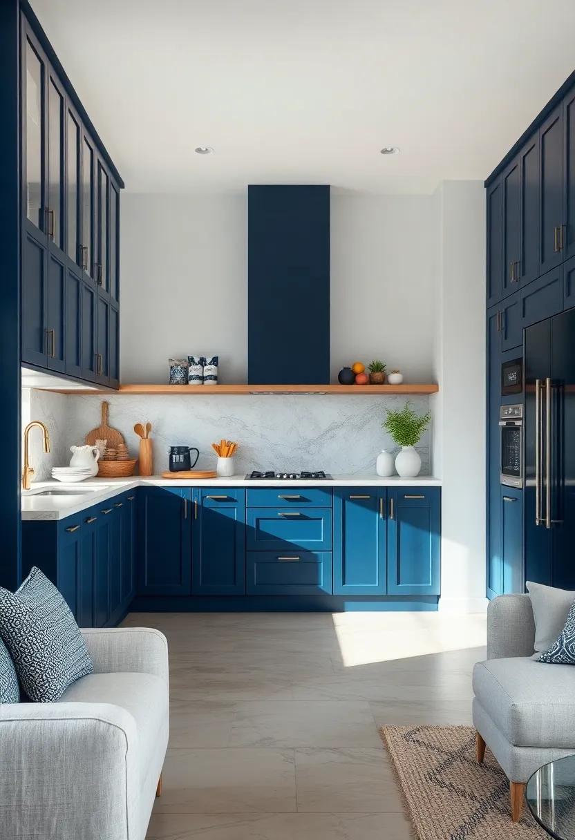 Two-Tone Delight: ⁣Unveil the magic of two-tone‍ cabinetry, showcasing ‌navy⁤ blue‍ on the lower cabinets and​ soft gray or white on top ‍for a dynamic visual impact