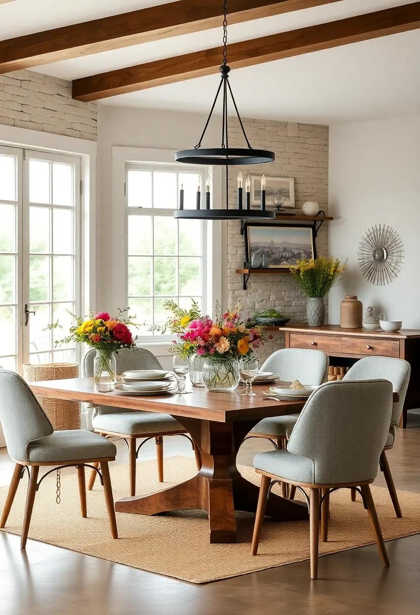 Seasonal⁤ Centerpieces: Rotate fresh flower arrangements in mason jars ‍or ⁢wildflower bouquets‍ to keep your dining room lively and ⁤inviting