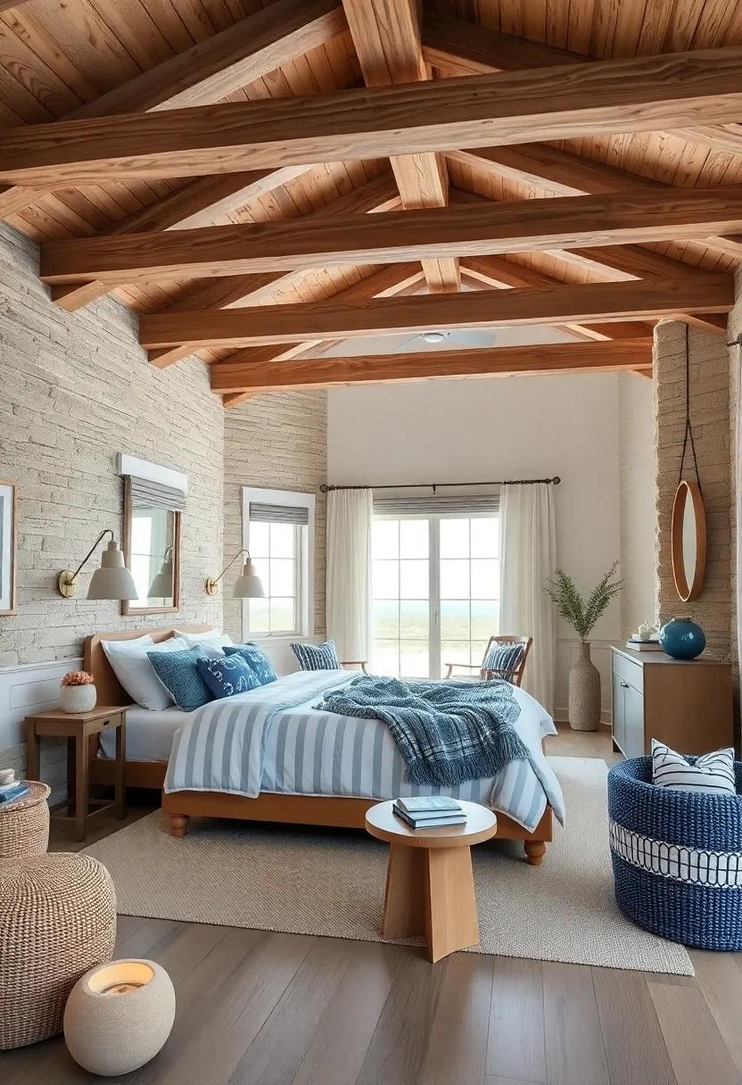 Coastal⁣ Calm:⁤ Light-colored beams paired with blue and white decor‍ evoke a breezy seaside feel,⁢ perfect ​for a restful⁢ getaway