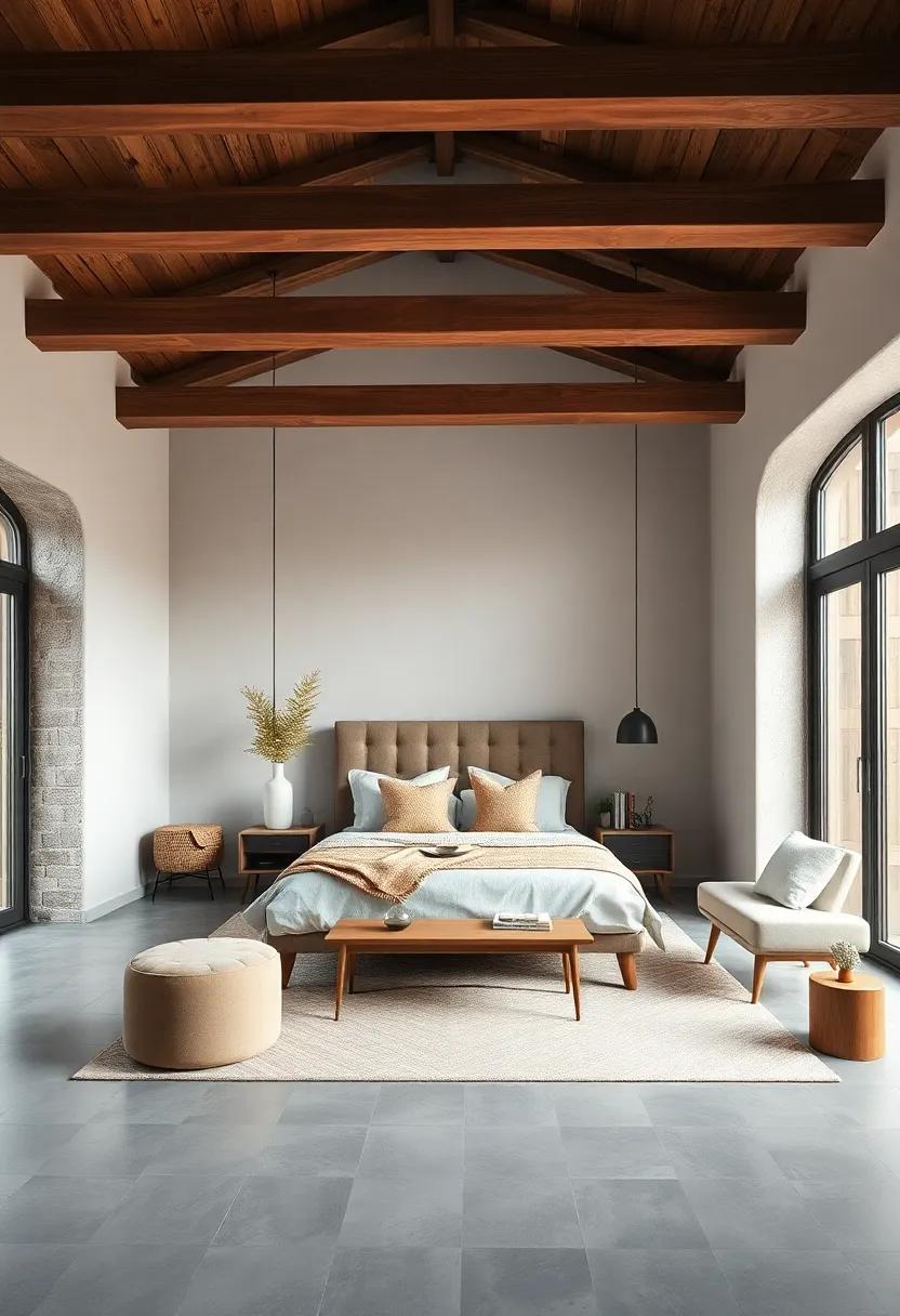 Earthy ​Palette: Ground your bedroom design with earthy⁤ tones that complement⁤ the​ natural⁢ beauty of wooden beams ‍for an organic touch