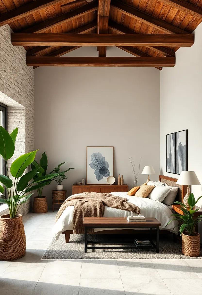 Island Escape: Combine tropical plants with wooden beams to‍ draw inspiration from nature, promoting a ‌calming atmosphere