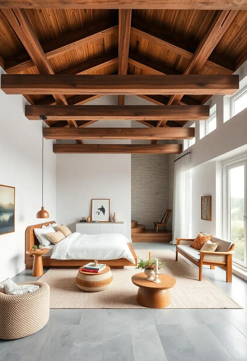 Modern Minimalism:​ Sparse ⁤furnishings and spacious design are elevated ​by sleek ‍wooden beams,‌ emphasizing⁣ clean lines and ⁢simplicity