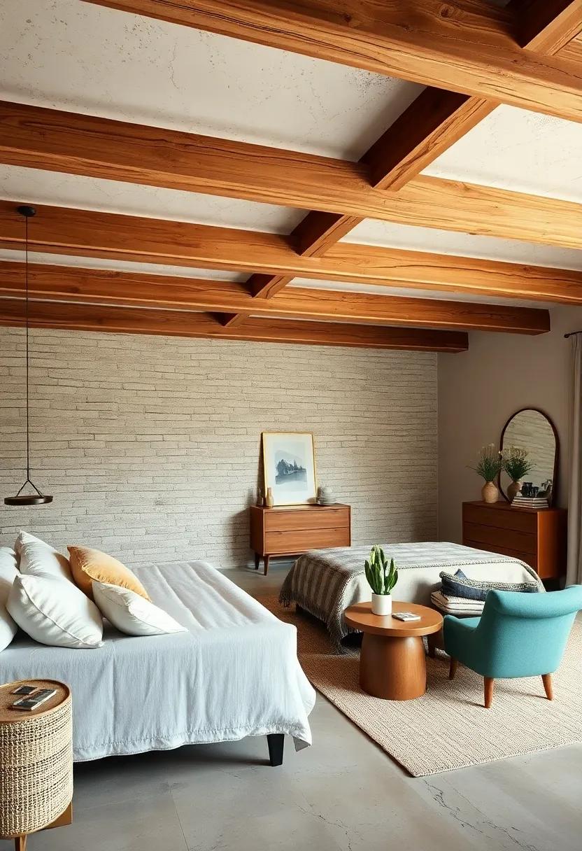 Vintage Elements: Integrate ​antique furniture and vintage accessories with your exposed beams for a charming, ​eclectic bedroom