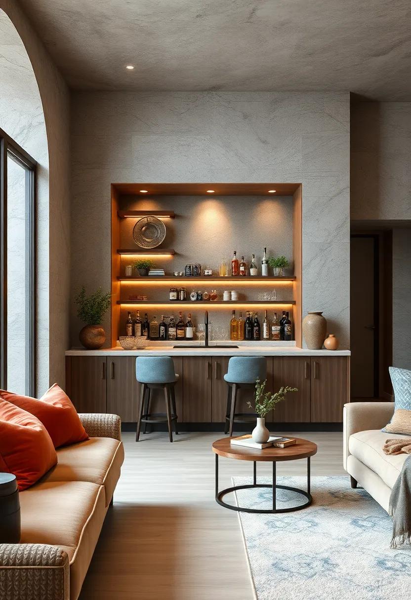 Niche Integration: Design a built-in bar that fits into an existing alcove ‌or niche,‌ creating ‌a seamless integration with your living area