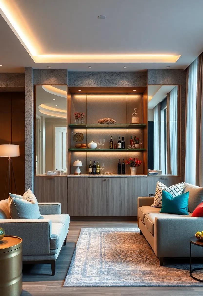 Integrated​ Mirrored Panels: Introduce‍ mirrored cabinetry doors to create an illusion of space while reflecting light in your small living room
