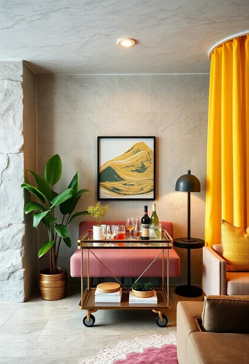 Bar ​Carts: incorporate a stylish bar cart for entertaining that can be easily wheeled away when not in use,blending ⁤functionality and ⁢aesthetic appeal