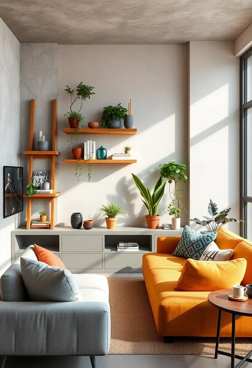 Ladder Shelves: Incorporate ladder ⁢shelves for a ⁤trendy and⁣ functional way to display plants, photos, ​and books, utilizing vertical height effectively
