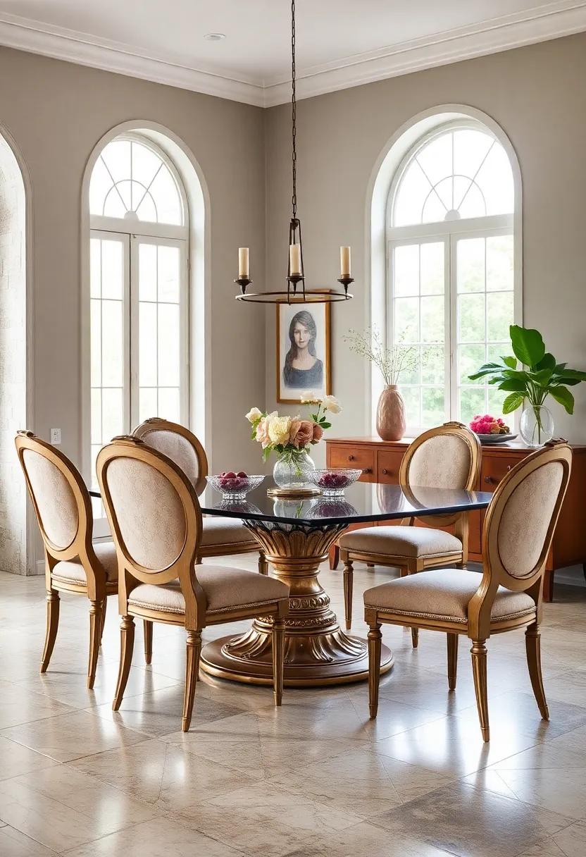 Louis XVI Chairs: Classic and refined, these chairs with their straight lines and regal detailing bring a historical elegance to your dining area