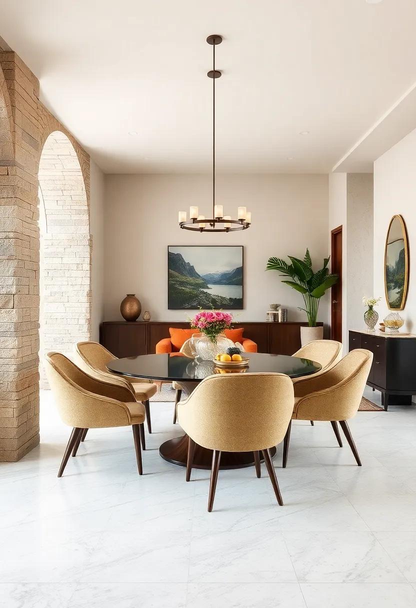 Shell chairs: With their unique, curved design and innovative use of materials, shell chairs invite comfort and conversation into your dining space