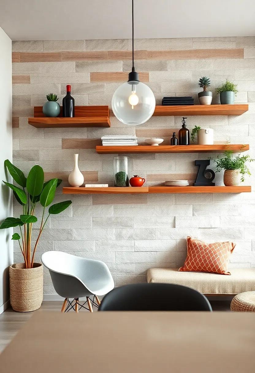 Rustic Wood Planks: Embrace the charm of ⁢farmhouse‍ aesthetics with ​reclaimed wood shelves that add warmth and character to your dining​ room