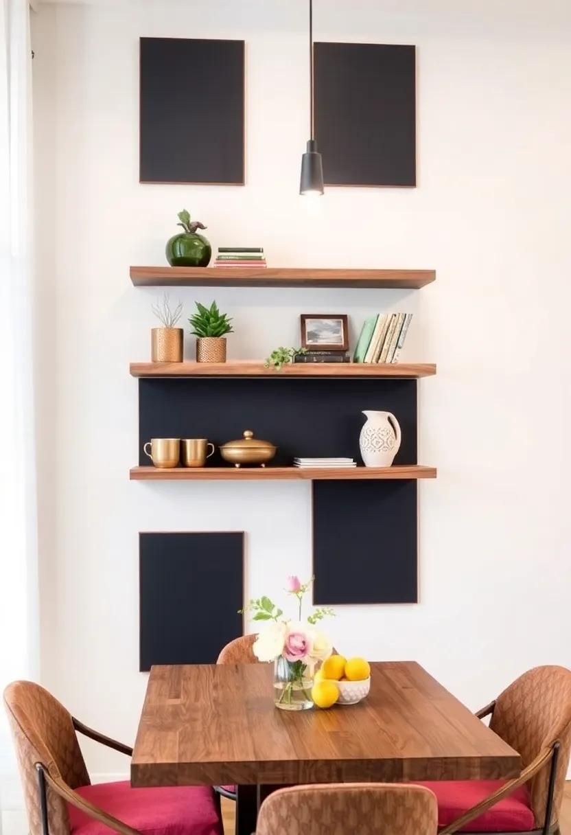 Chalkboard ‌Wall Shelves: Merge functionality and creativity with chalkboard shelves, perfect​ for jotting⁤ down notes or ​menus while displaying decorative items